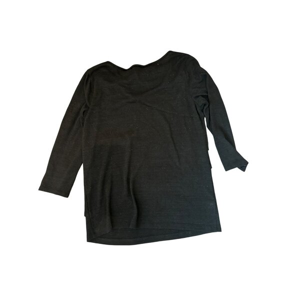 Ann Taylor Loft Black Tiered Long Sleeve Top Medium Career Fall Winter - Picture 4 of 4